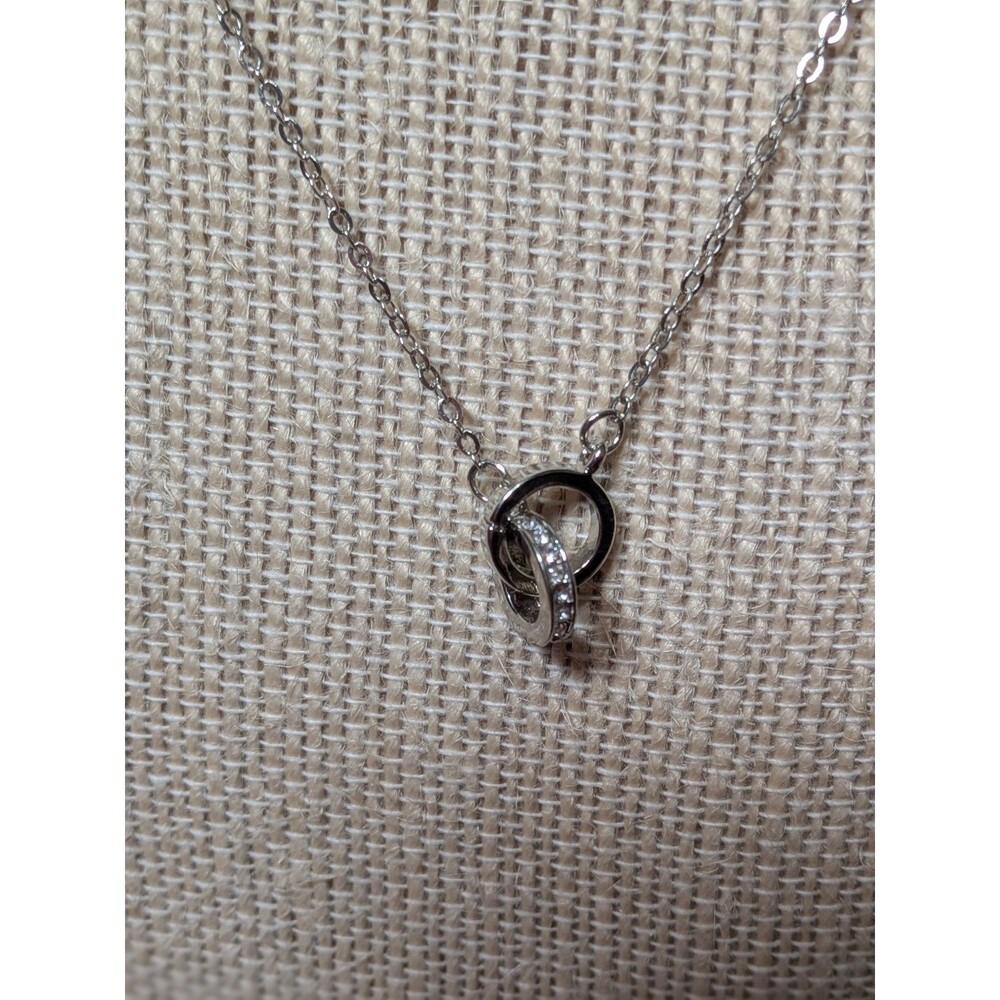 Valentine's Gift Interlocking Circle Necklace Sil… - image 2